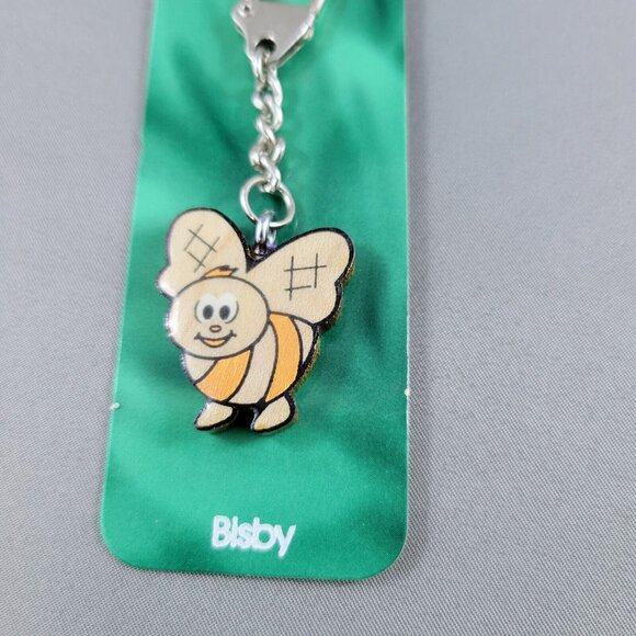 Bee Keychain Pegazoo “Bisby” Ring Made In Canada From Real Maple Wood - Picture 10 of 12
